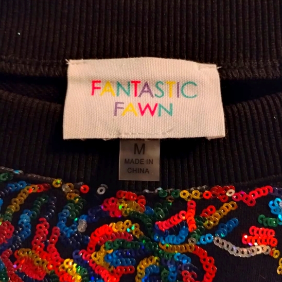 NWOT Rainbow Sequin Tigers Sweater- Fantastic Fawn - Picture 2 of 2